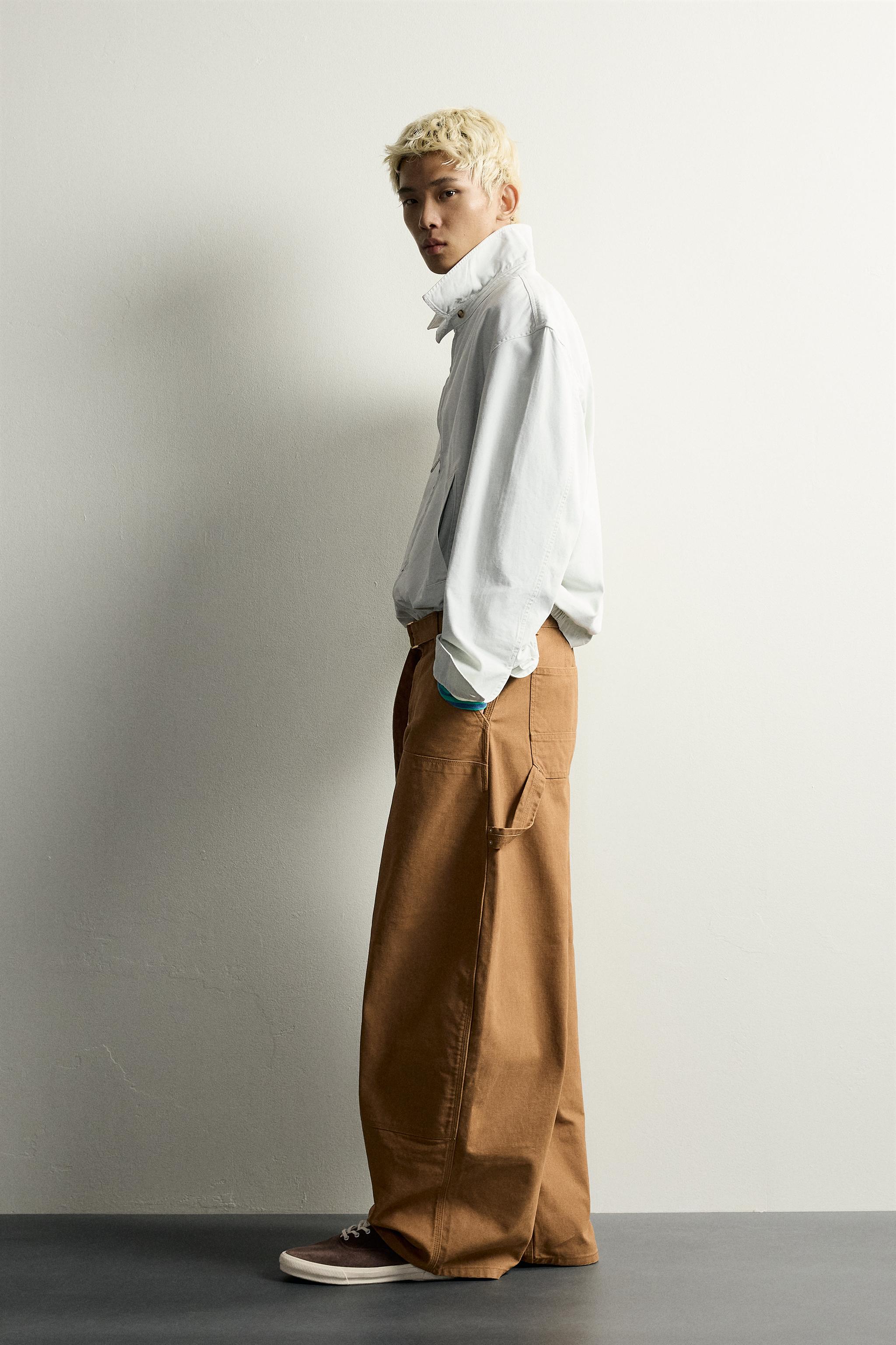 Мужские брюки Zara CARPENTER POCKET BALLOON FIT PANTS — фото 4