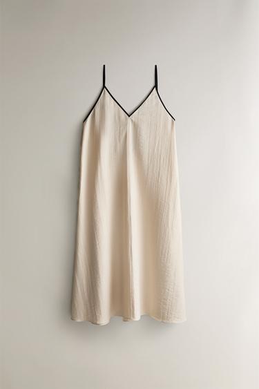 NACHTHEMD AUS BAUMWOLLE - Cremefarben von Zara