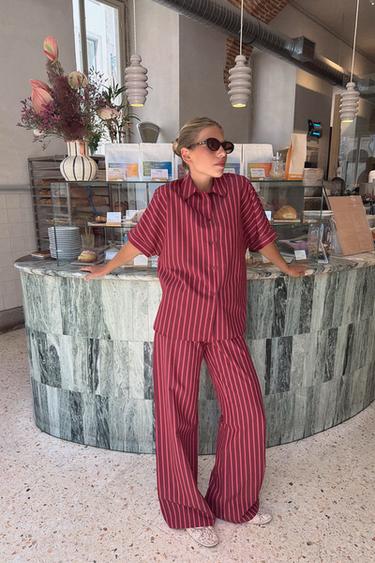 WEITE HOSE MIT STREIFEN - Pink von Zara - Bild 0