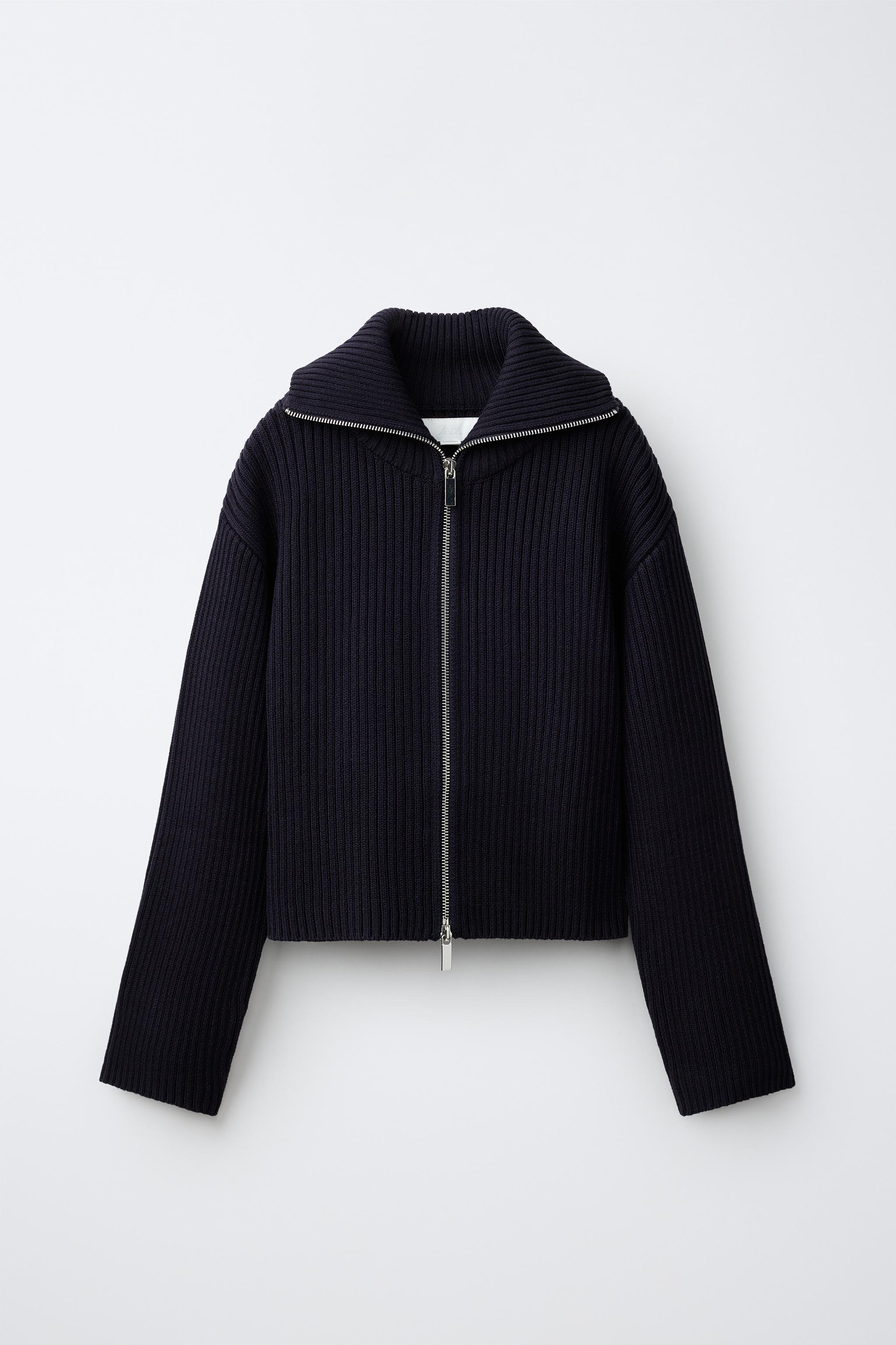 RIBBED KNIT CARDIGAN - navy | ZARA United States