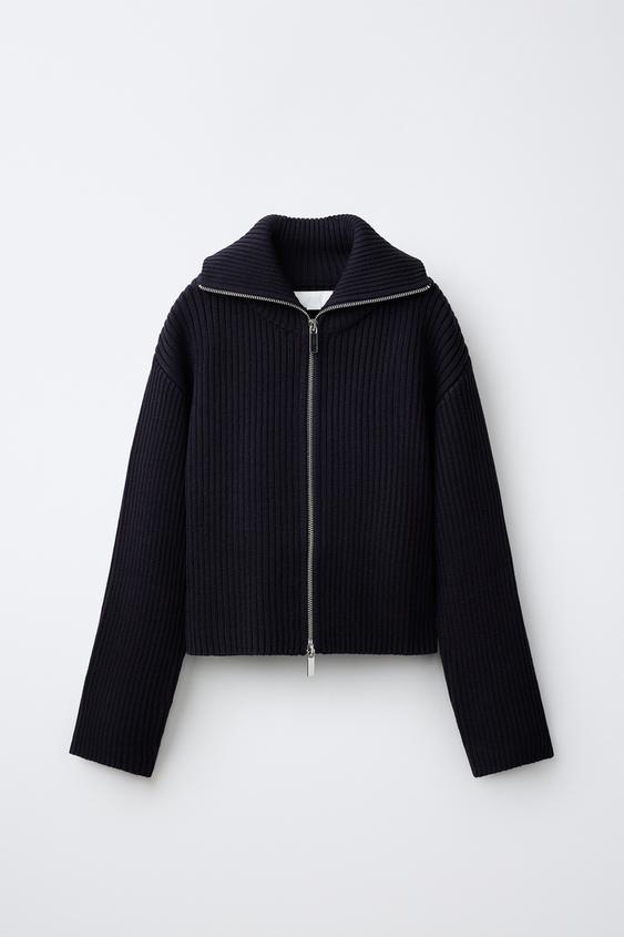 RIBBED KNIT CARDIGAN - navy by Zara - Image 0