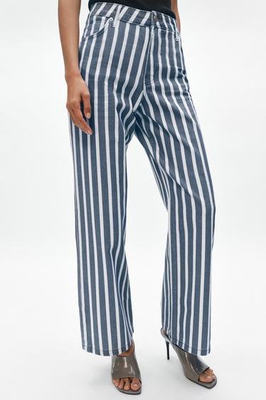 ZW COLLECTION MID-WAIST STRIPED LOOSE JEANS - Blue by Zara