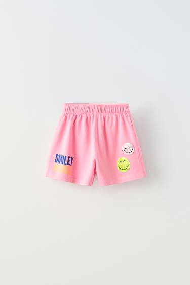 ШОРТЫ С НАШИВКАМИ SMILEYWORLD ® — НЕОНОВО-РОЗОВЫЙ от Zara — изображение 0