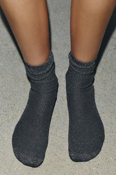 POLYAMIDE SOCKS WITH METALLIC THREAD - Grey by Zara - Image 0