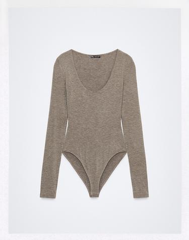 BODY SOFT MANCHES LONGUES - Vison chiné de Zara