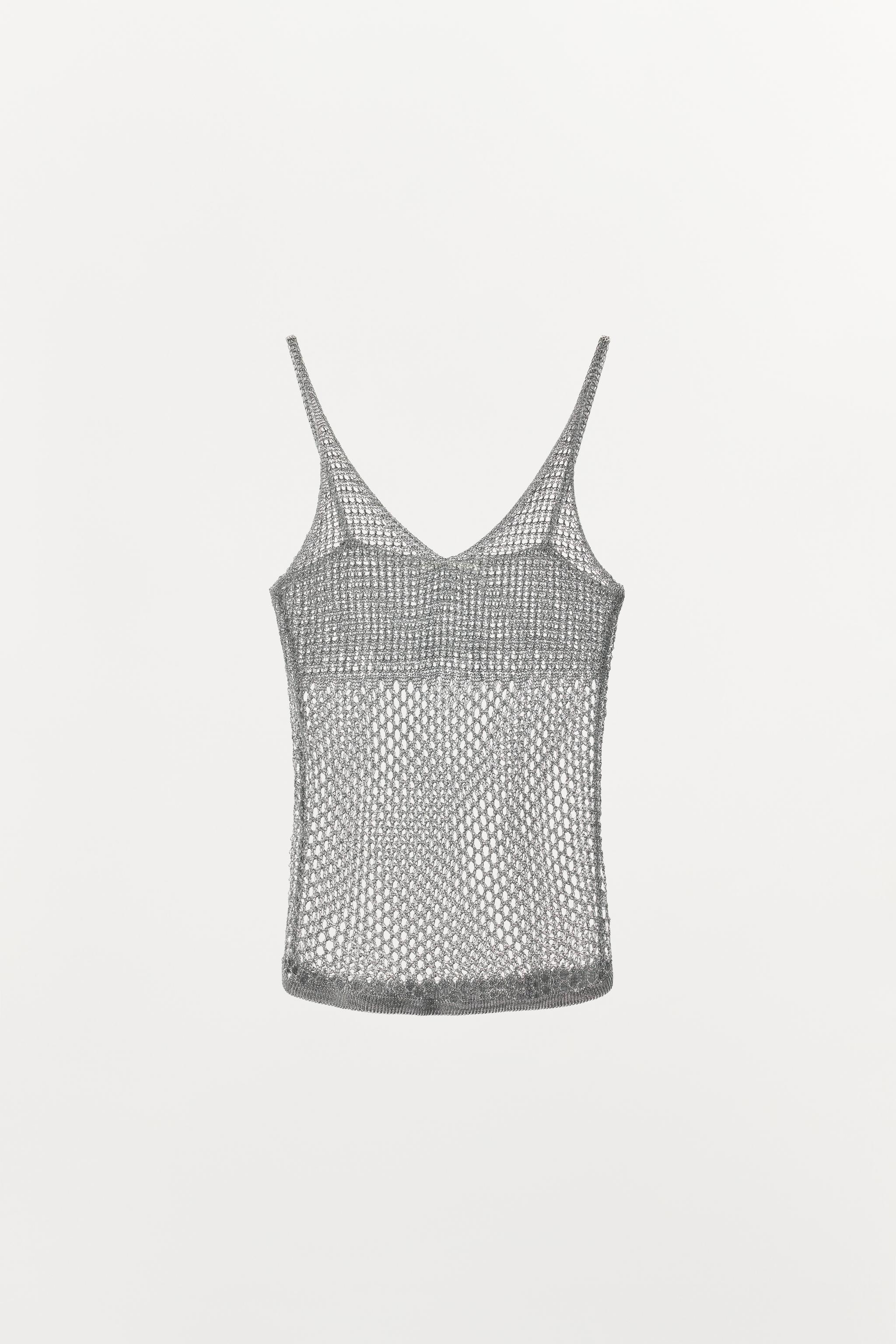 ヒカリ様 RED METALLIC THREAD TOP - Silver | ZARA United States