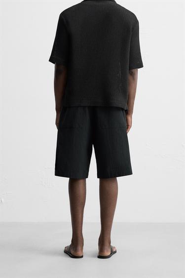 RELAXED FIT COTTON BERMUDA SHORTS - Black by Zara - Image 2