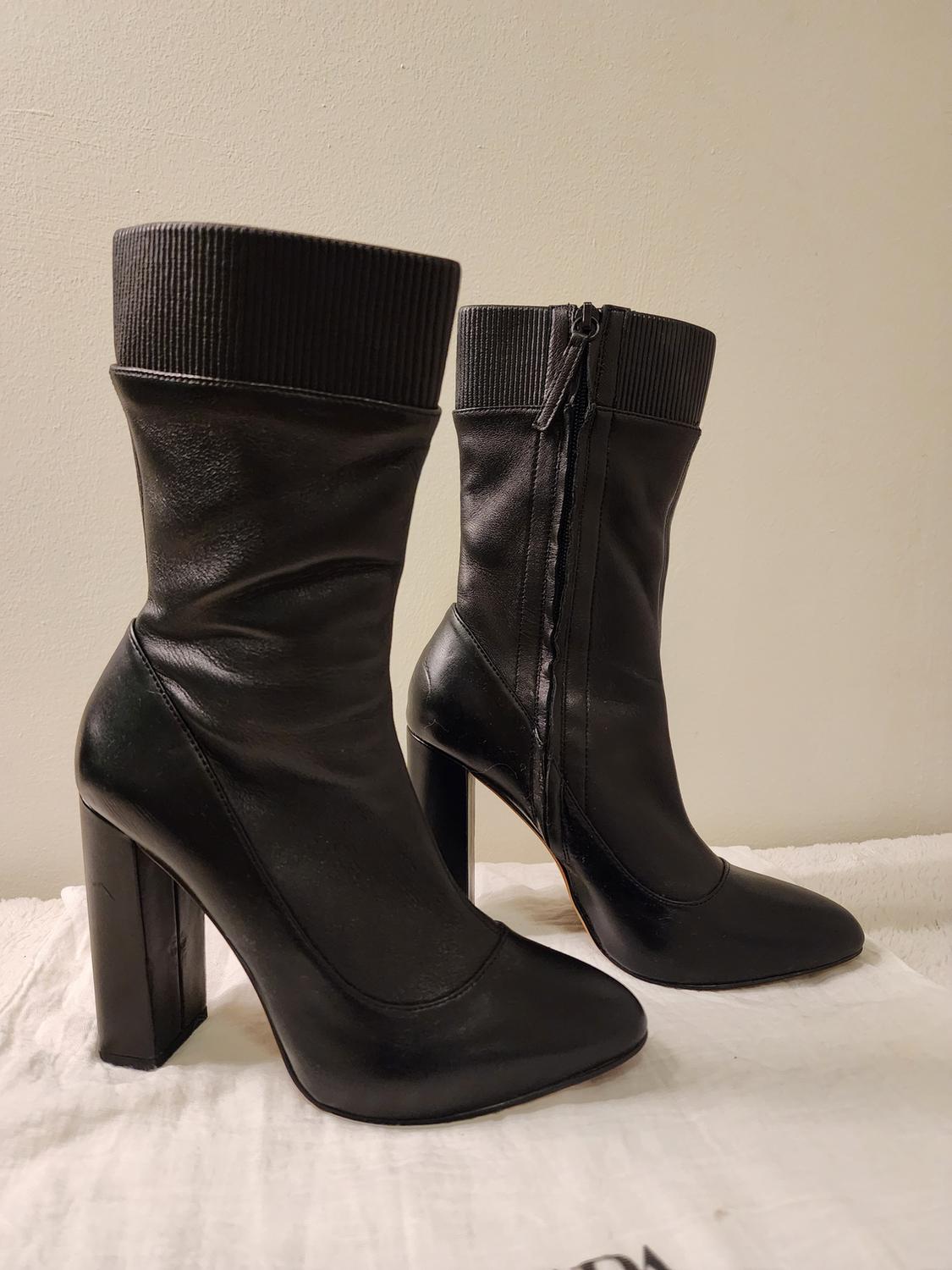BLACK SOCKS ANKLE HIGH HEEL BOOTS - Image 6