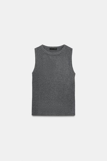 BASIC KNIT TOP - Grey marl by Zara