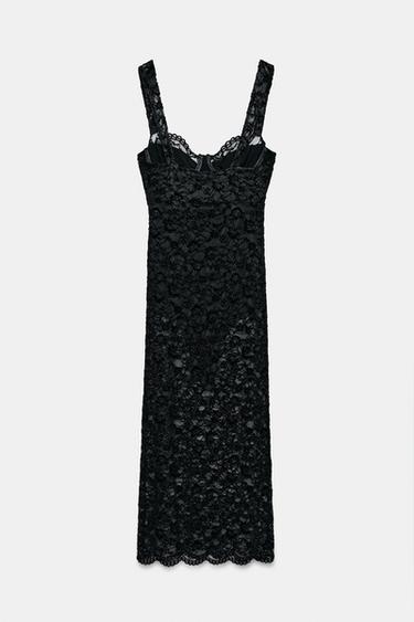 ROBE MI-LONGUE DENTELLE - Noir de Zara - Image 7