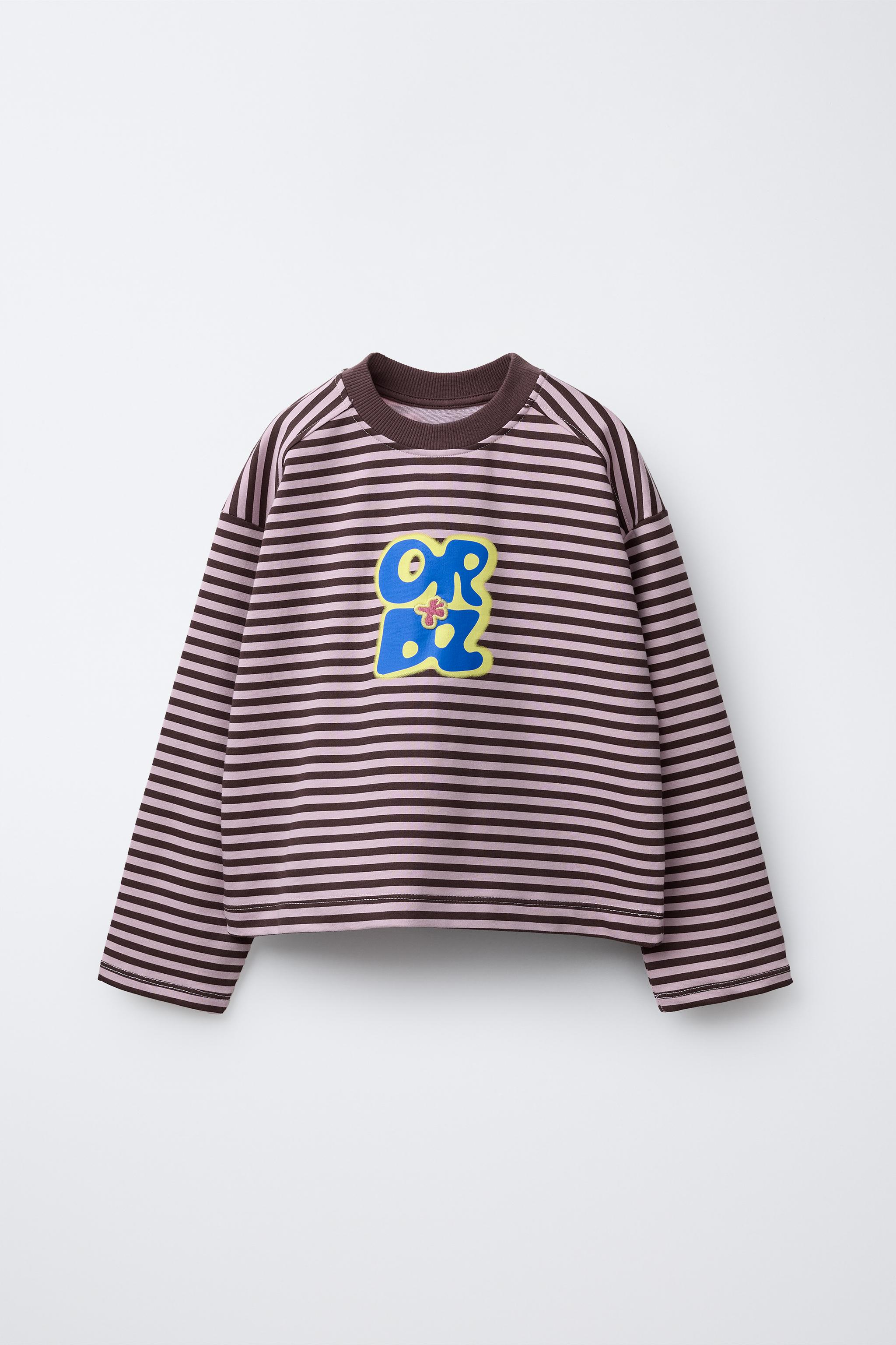 STRIPED EMBROIDERED TEXT T-SHIRT