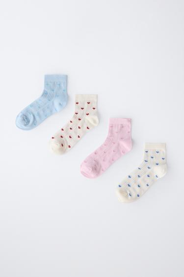 FOUR-PACK OF HEART ANKLE SOCKS - White by Zara - Image 3