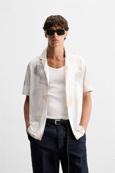 ELASTISCHES HEMD MIT ABSTRAKTEM MUSTER - Beige von Zara