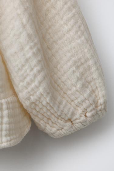 CHEMISE TEXTURÉE FLEURS BRODÉES - Écru de Zara - Image 3