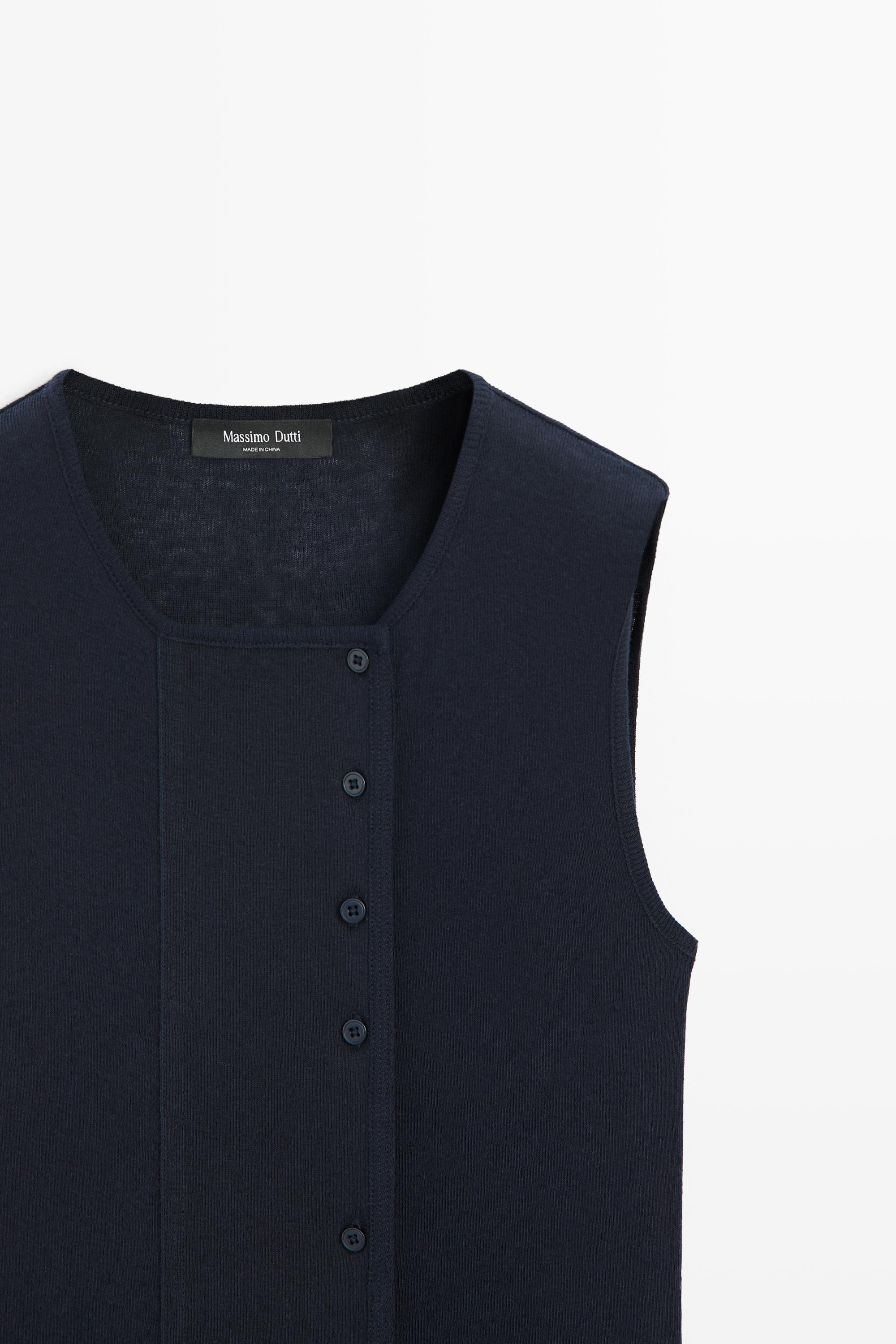 Sleeveless suede cotton-blend knit top