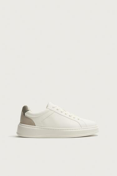 Zara CONTRAST HEEL SNEAKERS - White