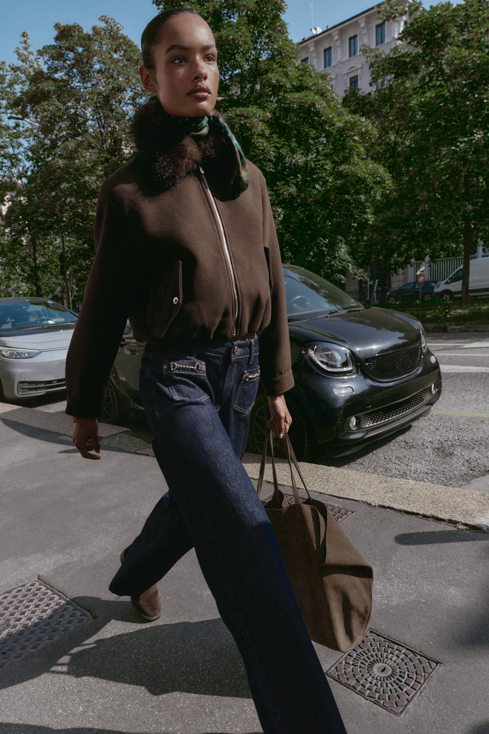 マッチングボンバーコート LサイズZARA ZARA マッチングボンバーコート S ネイビーブルー