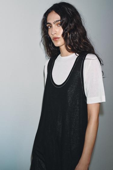KNIT DRESS WITH COMBINED DETAIL - Black / White by Zara
