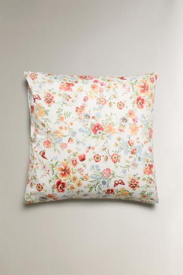 FLORAL PRINT SATEEN PILLOWCASE - Oyster-white by Zara - Image 1