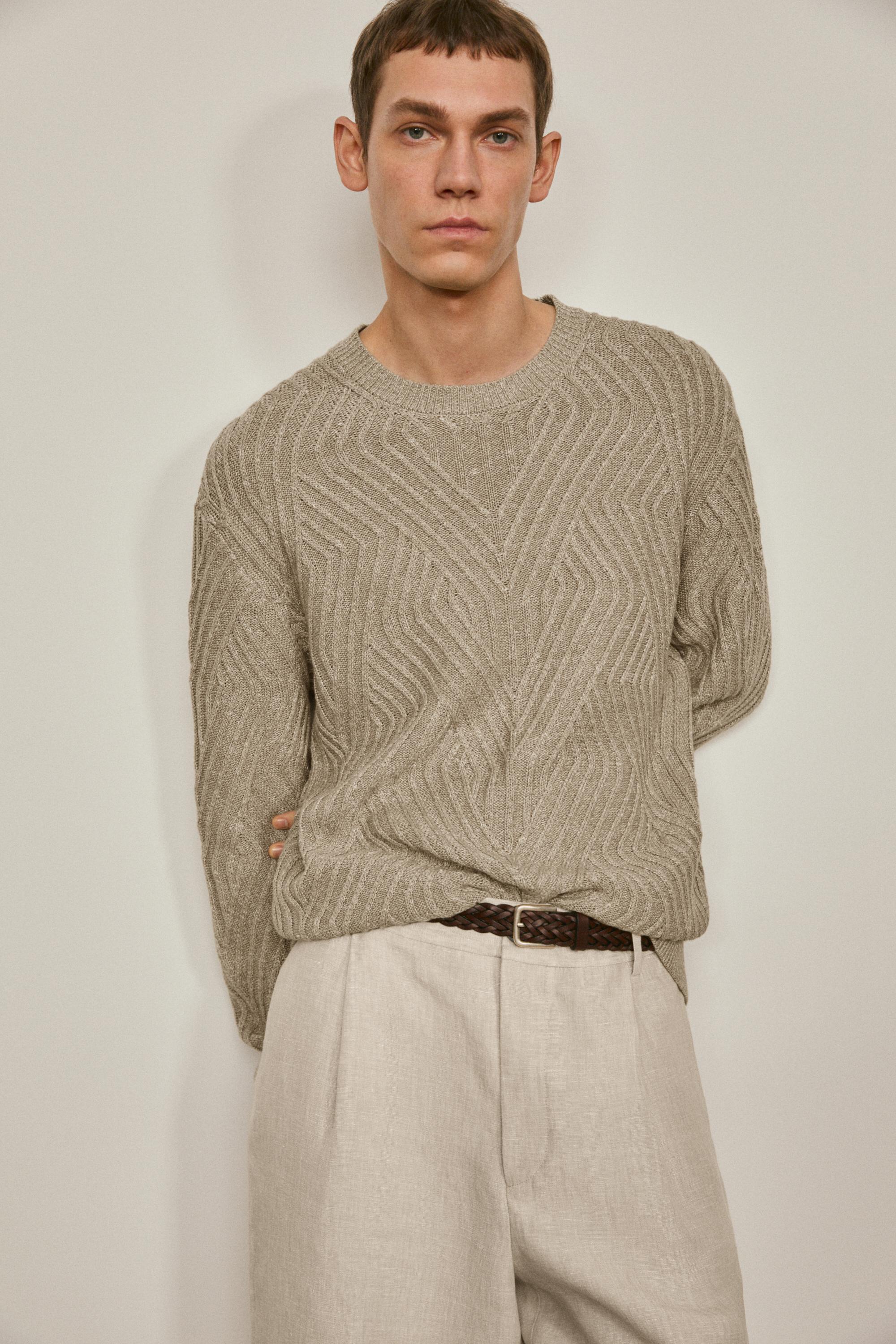 Linen blend Aran knit sweater - LIMITED EDITION