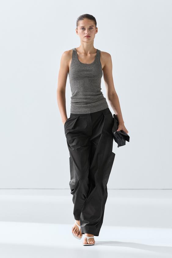 Zara Ribbed knit top - Gray - Image 0