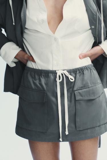 JUPE-CULOTTE CARGO - Gris moyen de Zara - Image 1