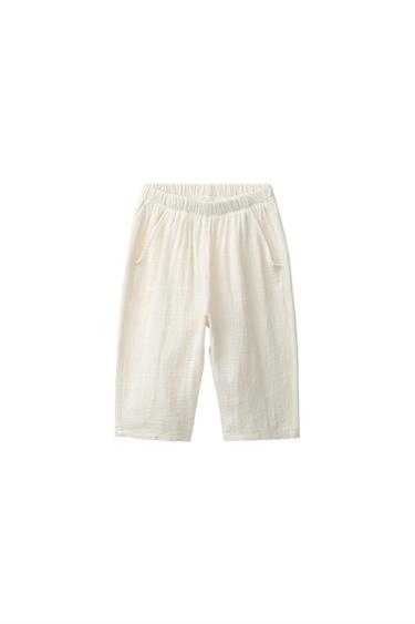 BROEK MET GETEXTUREERDE COMBINATIE - Ecru van Zara