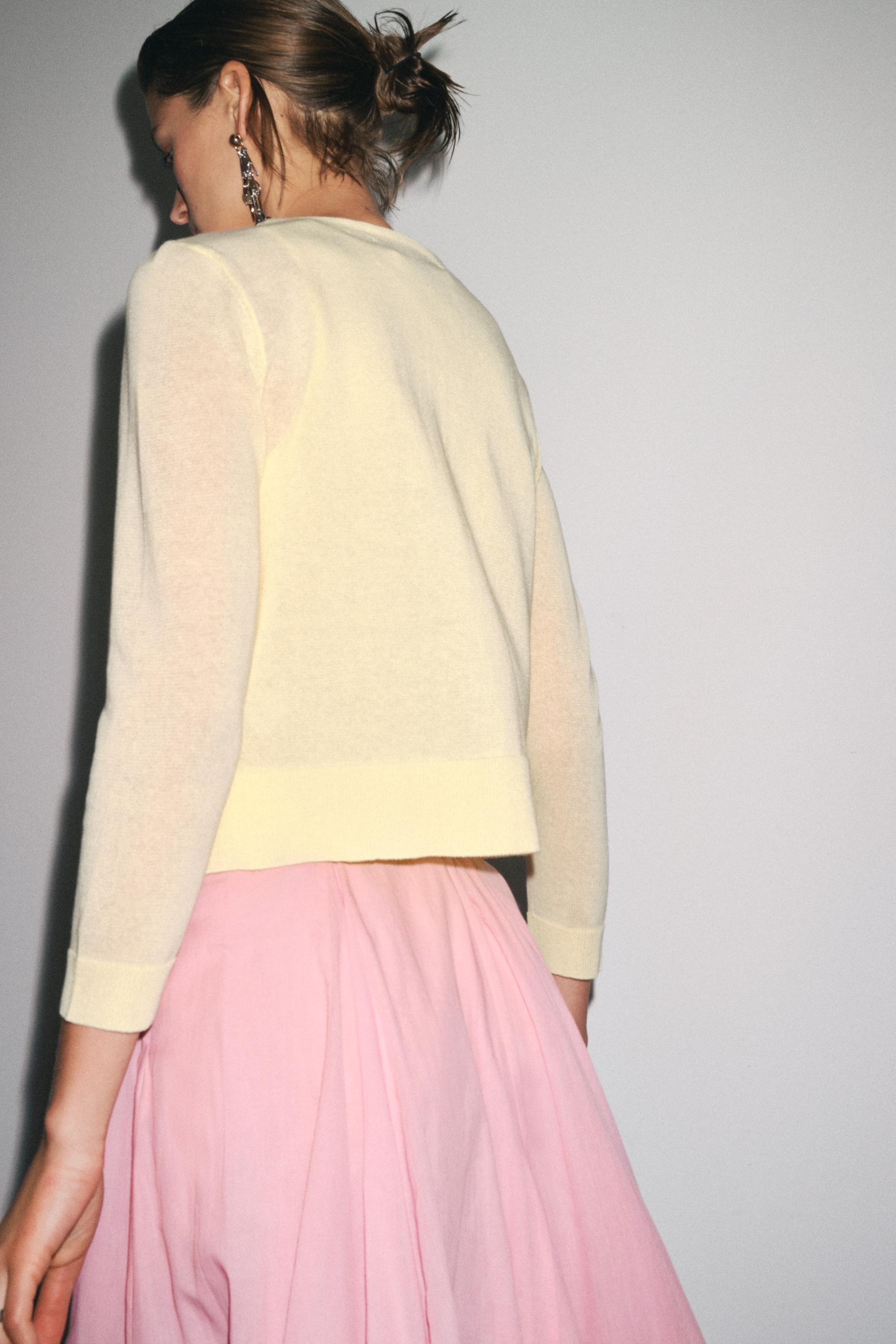 PLAIN KNIT CARDIGAN - Light yellow | ZARA United States PLAIN KNIT CARDIGAN - Light yellow | ZARA United States