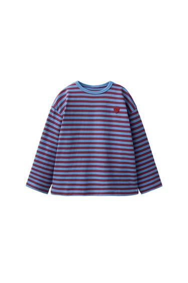 Zara EMBROIDERED HEART STRIPED T-SHIRT - 474 - Image 0