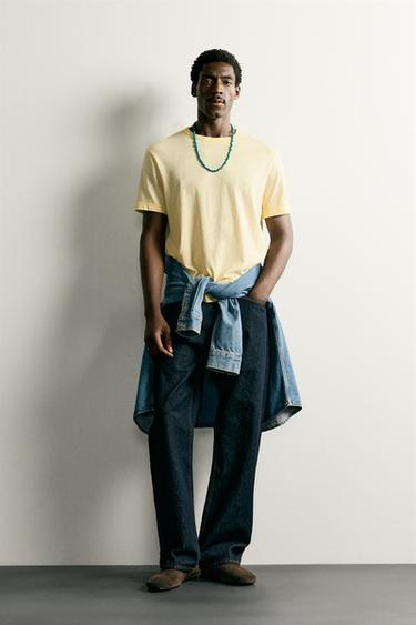 Zara KERGE REGULAR FIT T-SÄRK - Yellow