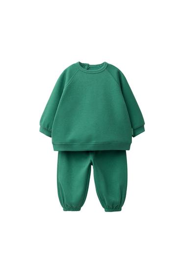 CONJUNTO SUDADERA Y PANTALÓN JOGGER BÁSICO - Verde de Zara