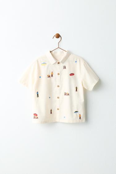 EMBROIDERED SHIRT - Ecru by Zara