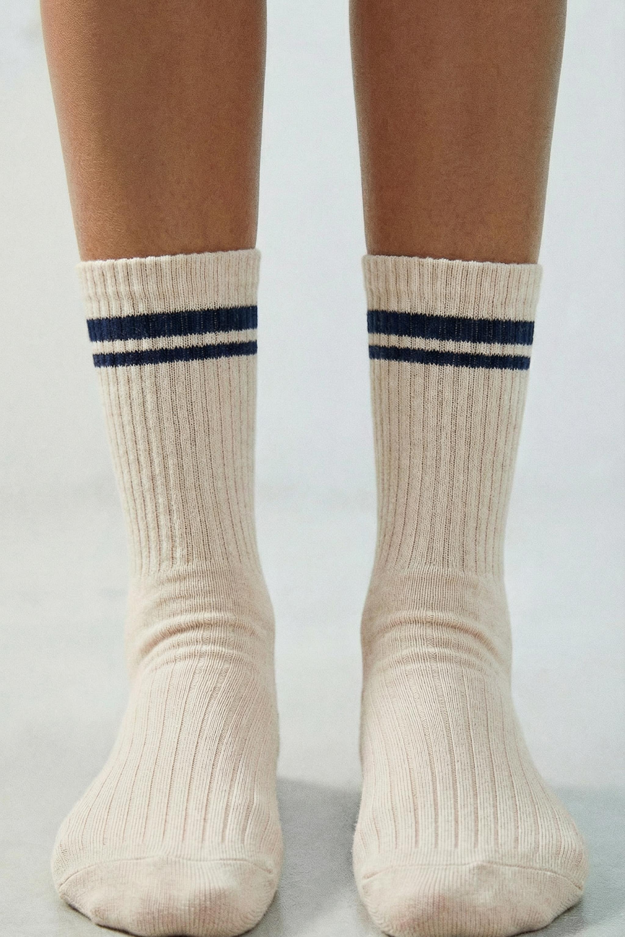 THREE-PACK OF STRIPED MID-CALF SOCKS