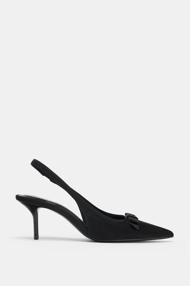FABRIC SLINGBACK HEELS WITH BOW - Black by Zara - Image 0