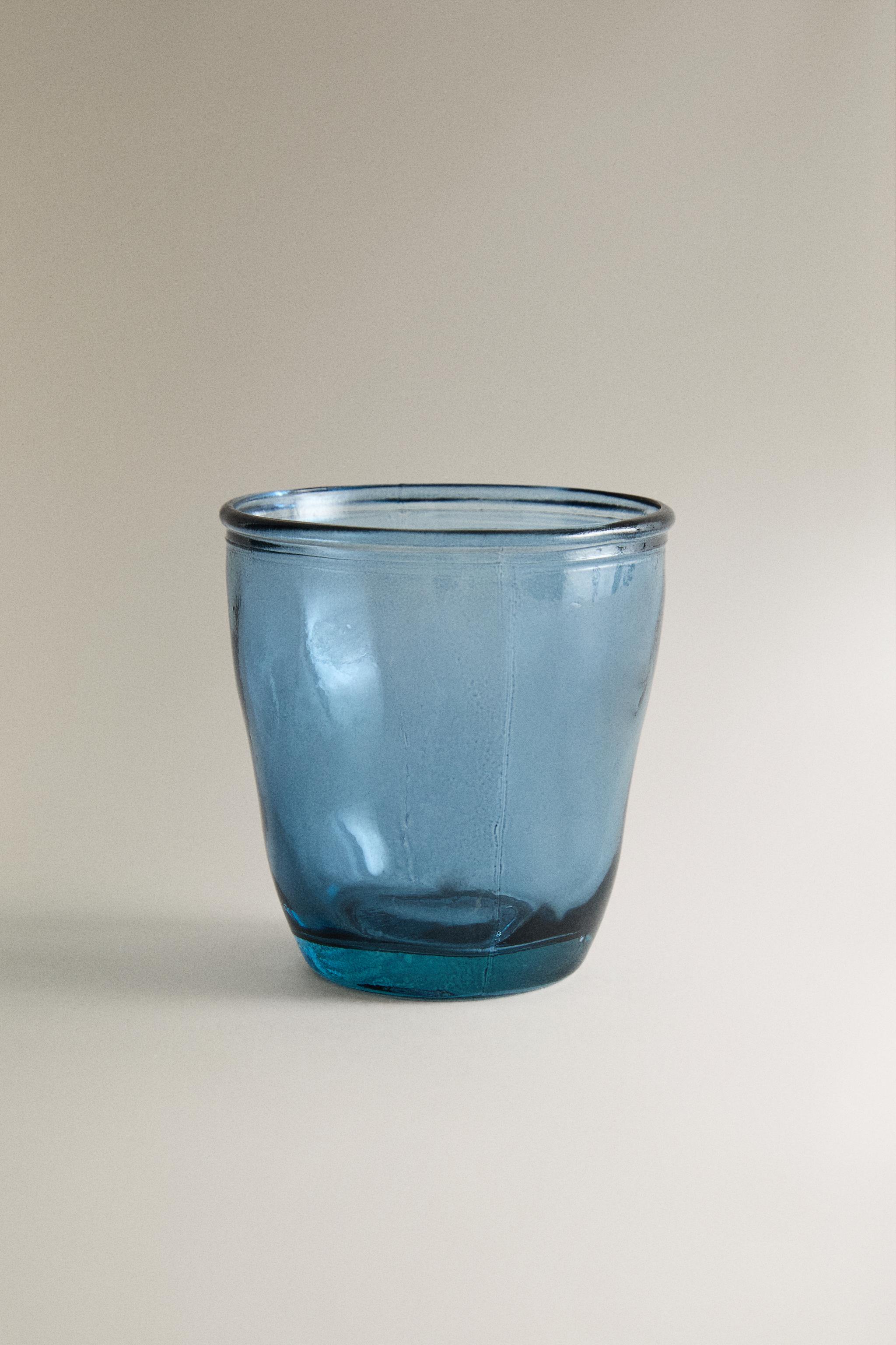 TRANSLUCENT BLUE GLASS TOOTHBRUSH TUMBLER