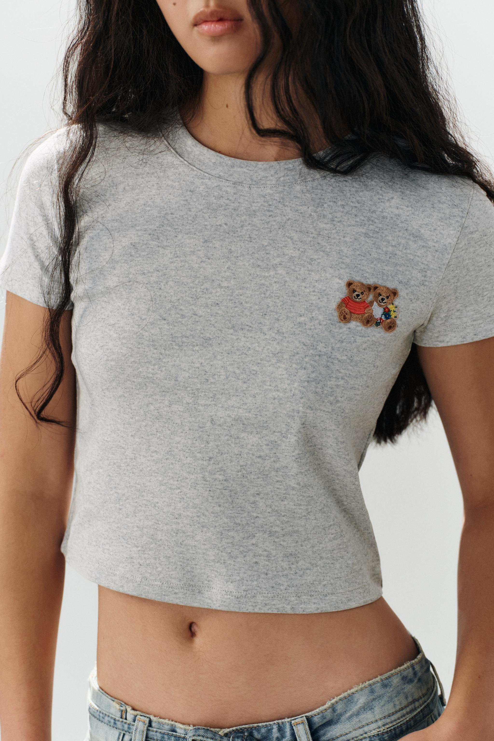 T-SHIRT COURT BRODÉ OURSON