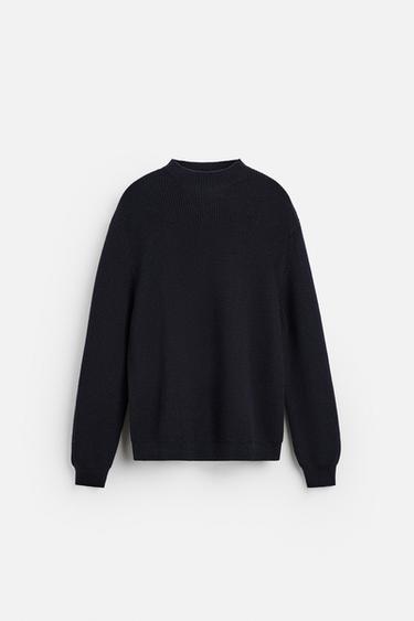 JERSEY PERKINS LANA - ALGODÓN - Marino de Zara