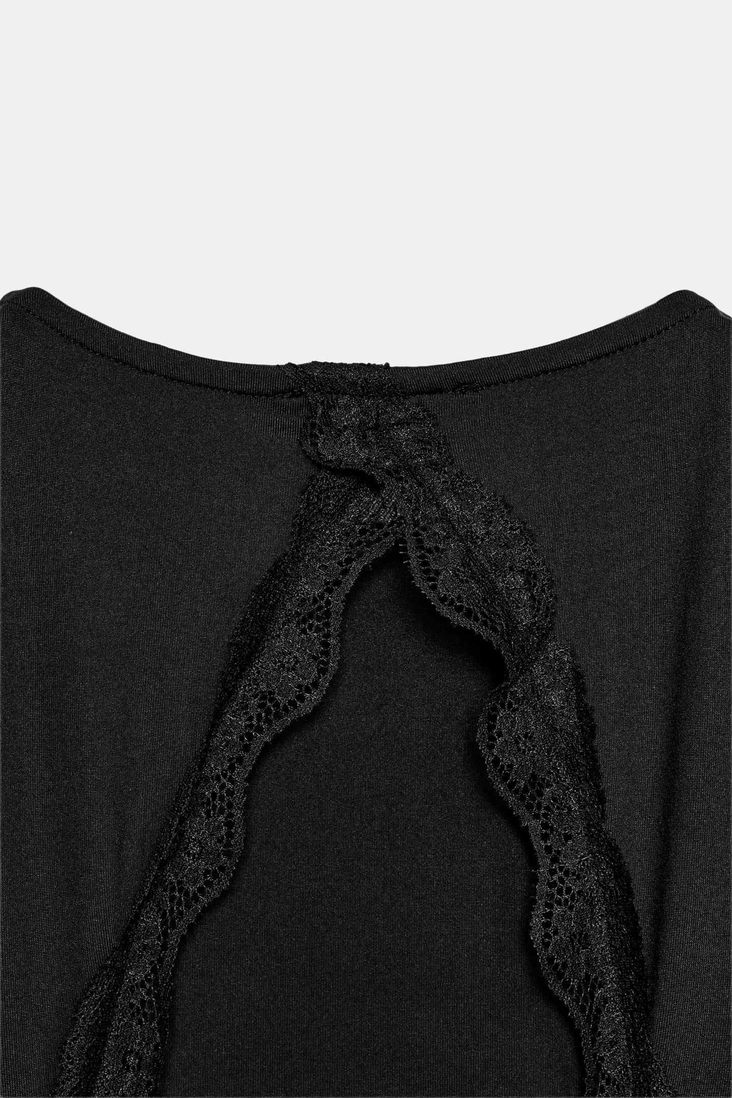 Боди Back-Open, кружево — Zara, цвет: Чёрный — фото 7