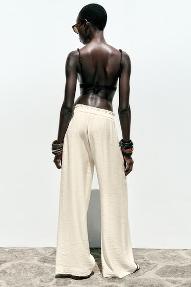 FLOWING WIDE-LEG TROUSERS - Ecru by Zara - Image 2
