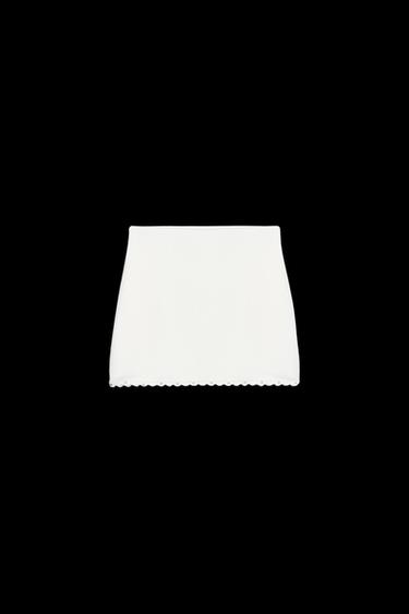 Zara PEARL KNIT MINI SKIRT - Oyster-white - Image 0