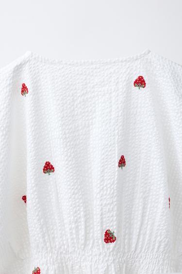 CAFTAN FRAISES BRODÉES - Rouge de Zara - Image 3
