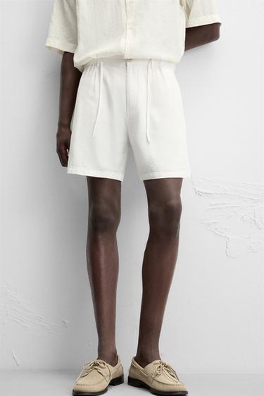 BERMUDA EN COTON ET LIN - Blanc de Zara - Image 4