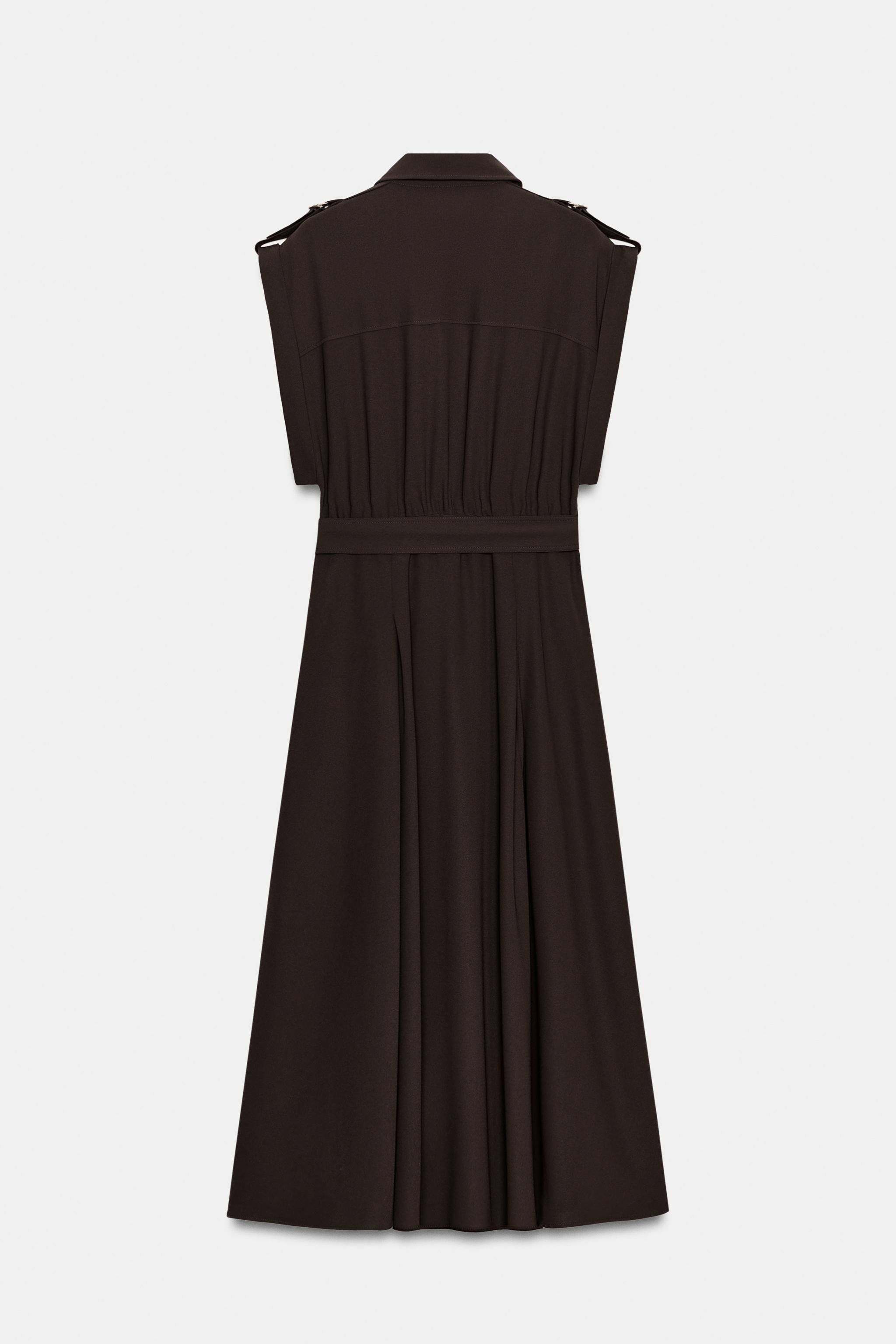 BELTED MIDI DRESS - Brown | ZARA United States BELTED MIDI DRESS - Brown | ZARA United States