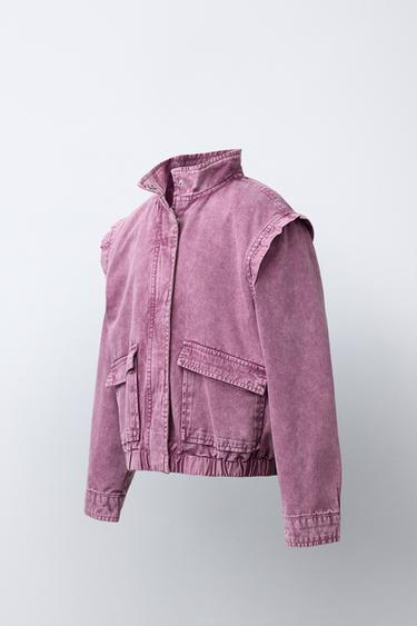 Zara WASHED EFFECT JACKET - Dark pink