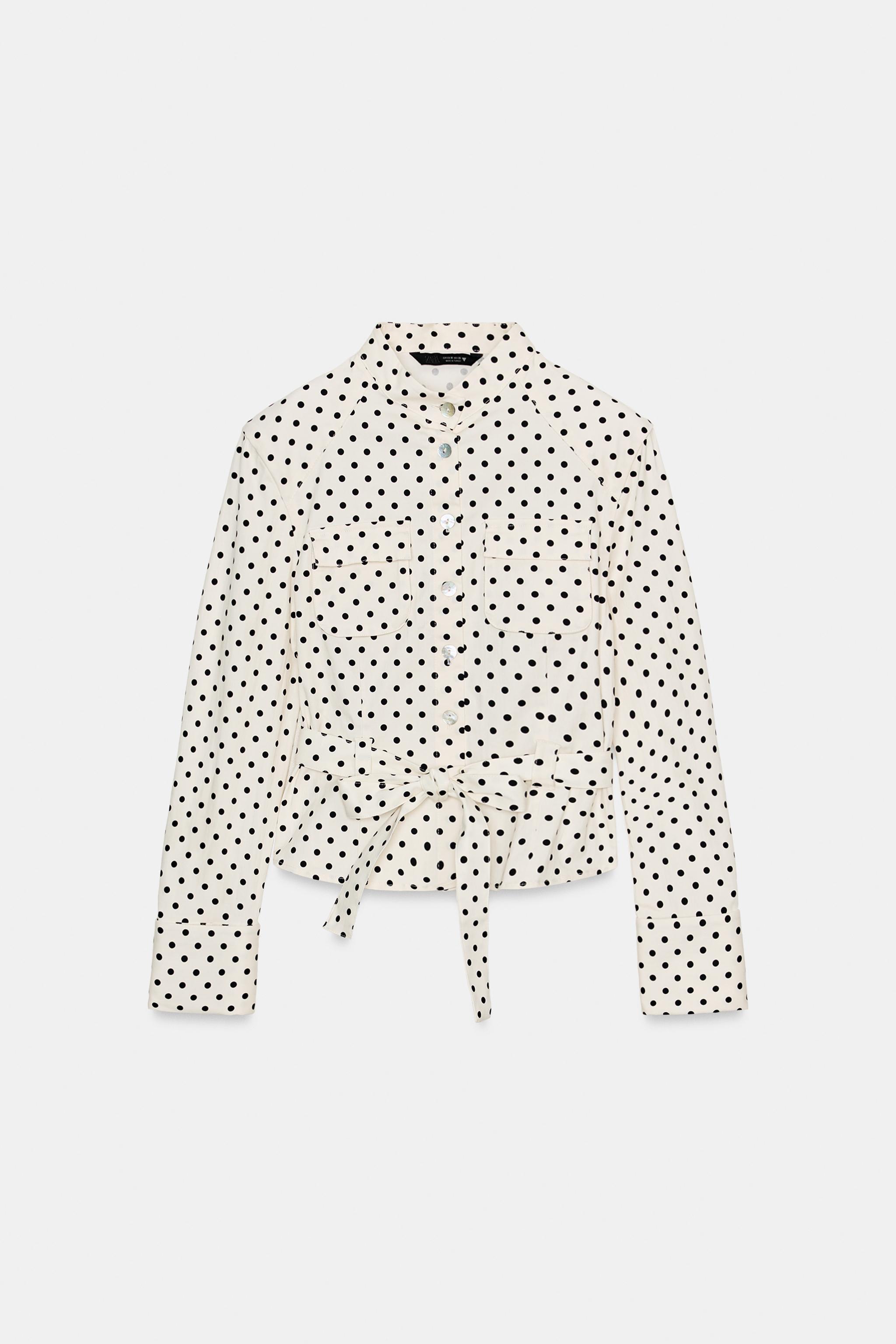 ドット柄シャツジャケット - ホワイト/ブラック | ZARA Japan / 日本