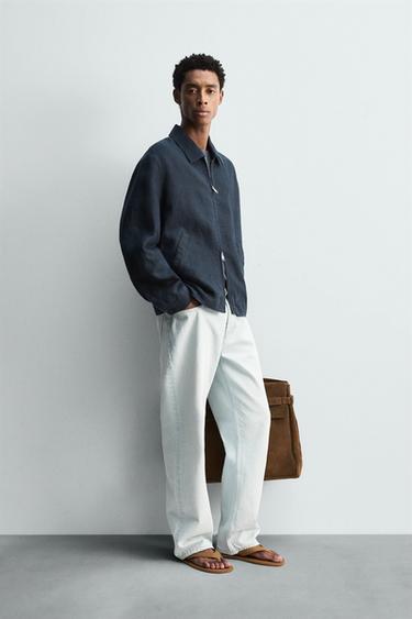 REGULAR FIT 100% LINEN JACKET - Dark navy by Zara - Image 3
