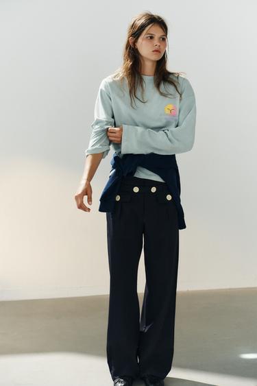 AGUSTINA SHUAN WASHED EFFECT T-SHIRT - Grey / Blue by Zara