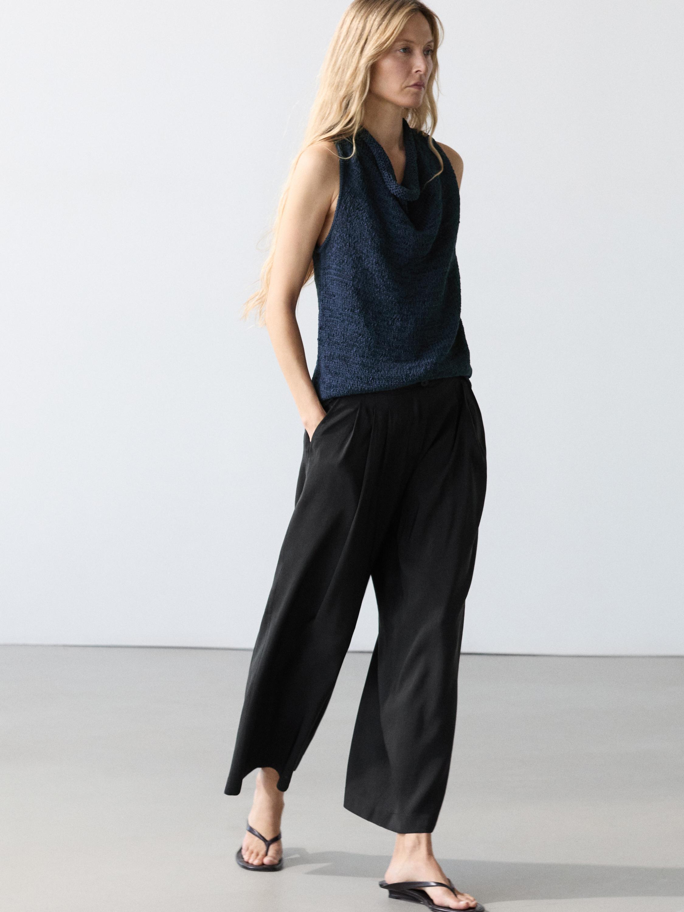 Flowing linen blend trousers