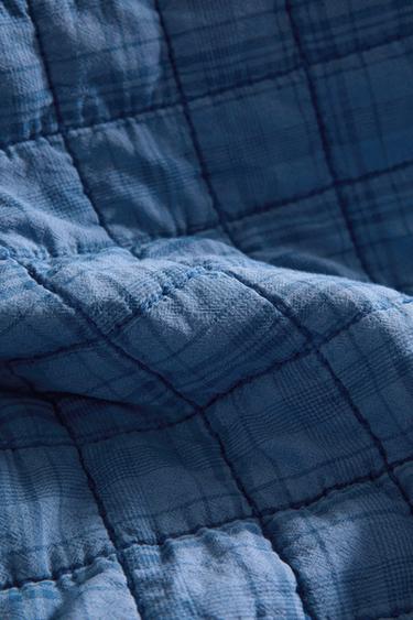 KIDS’ REVERSIBLE CHECK QUILTED BEDSPREAD - Blue by Zara - Image 3