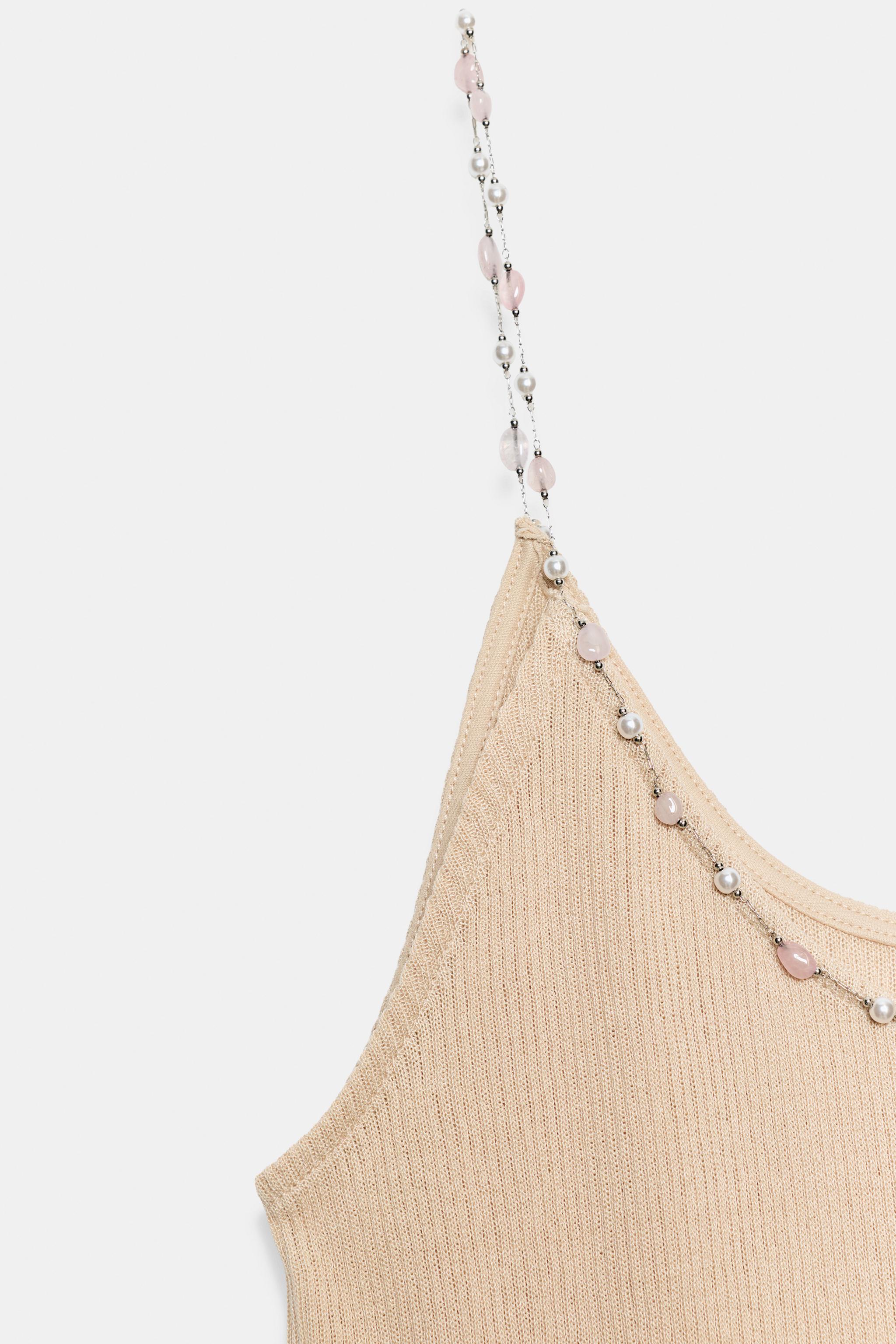 Женские топы Zara BEADED RIB TOP — фото 5